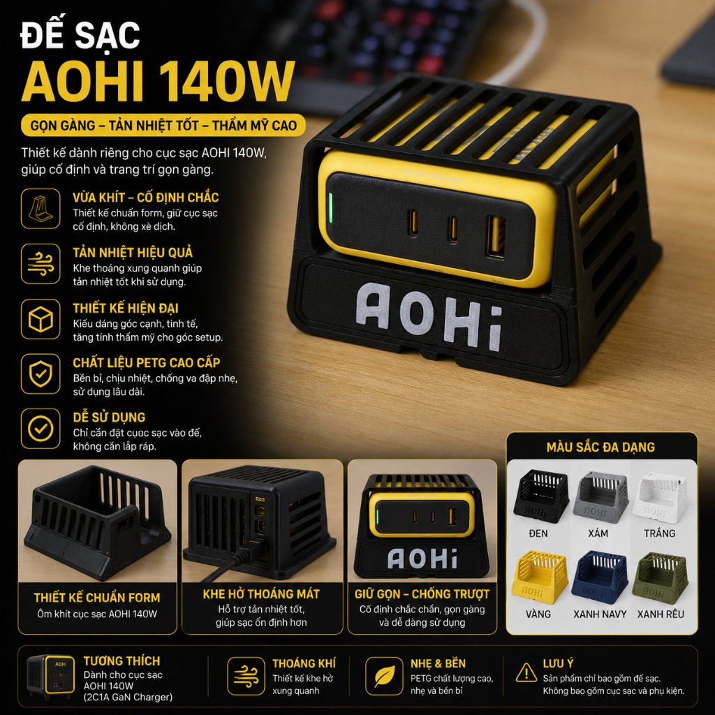 ĐẾ SẠC TRANG TRÍ AOHI 140W IN 3D PETG
