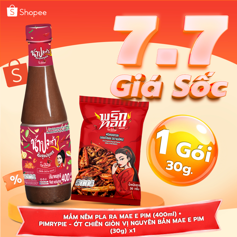 MẮM NÊM PLA RA MAE E PIM (400ml) + PIMRYPIE - ỚT CHIÊN GIÒN VỊ NGUYÊN BẢN MAE E PIM (30g) x1