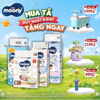 Tã bỉm moony natural dán/quần nb62/s58/m46/l38/l36/xl32