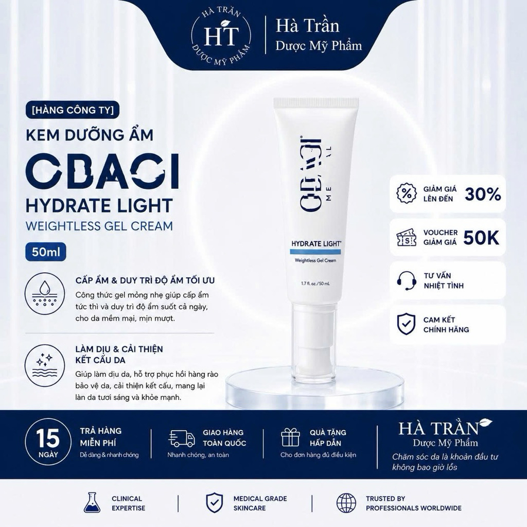 [HÀNG CÔNG TY] Kem dưỡng ẩm Obagi Hydrate Light Weightless Gel Cream 50ml