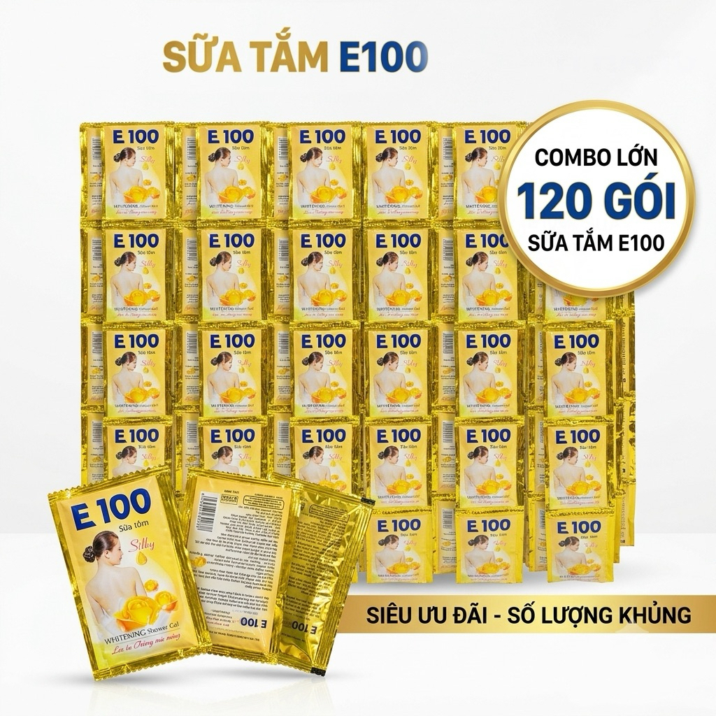 Sữa tắm E100 Hoa hồng vàng 10 dây 120 gói