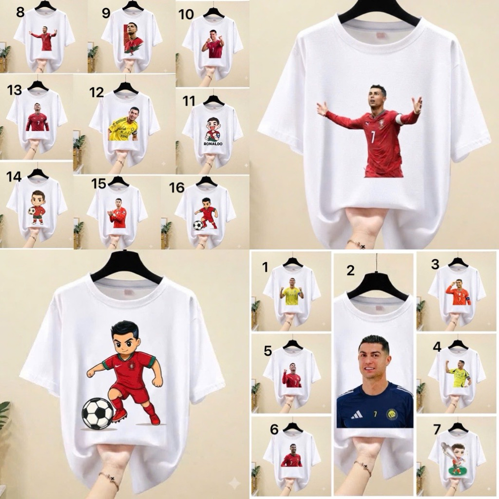 Áo thun Ronaldo cr7 / Áo cộc tay cr7 Ronaldo / áo hình cầu thủ Ronaldo / áo cầu thủ bóng đá Cr7