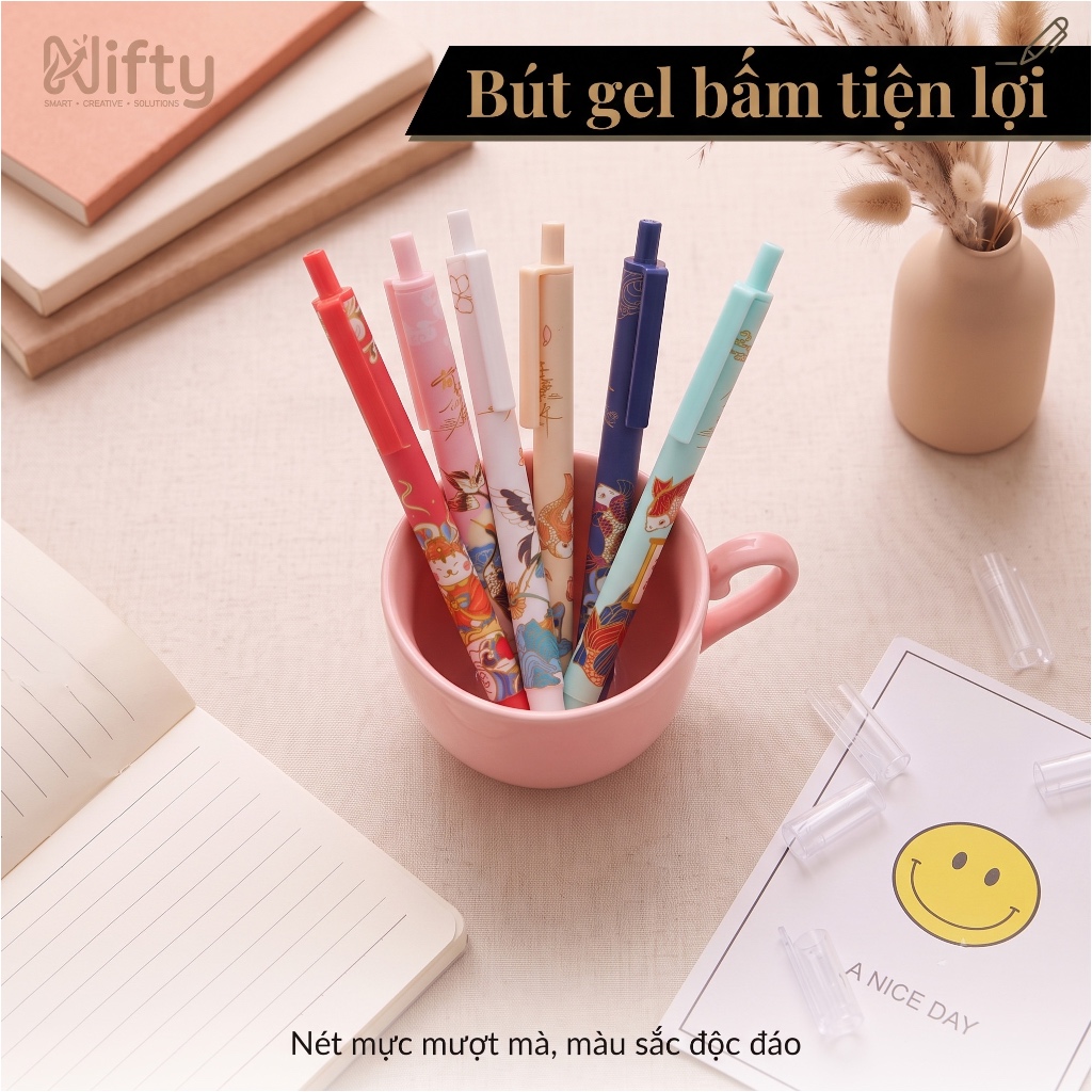 Bút mực gel cổ trang Nifty/ combo 6 bút mực gel