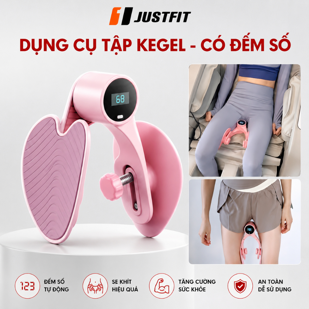 Dụng Cụ Tập Kegel Có Đếm Số JUSTFIT, Tập Cơ Chậu, Cơ Đùi Trong, Dụng Cụ Tập Gym Tại Nhà - Màu Tím