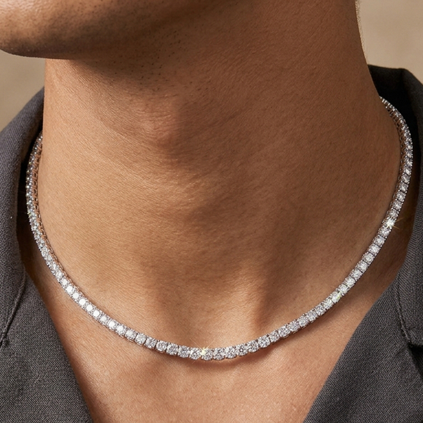 DÂY CHUYỀN UNISEX ĐÍNH ĐÁ NHÂN TẠO TENNIS CHAIN BẢN ĐÁ THƯỜNG by MAMA KING
