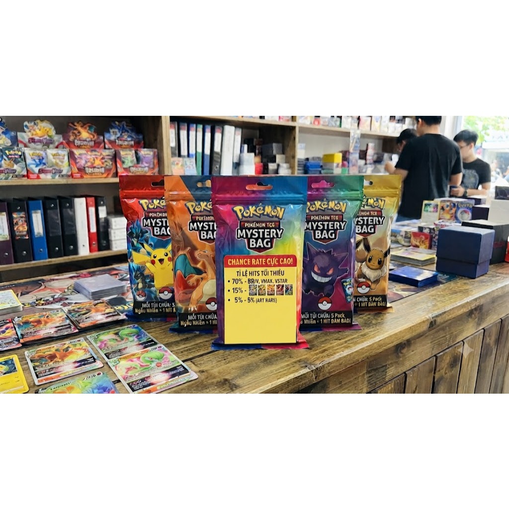 Blind box Mystery bag TCG pokemon chính hãng tỉ lệ chắc chắn hit RR trở lên