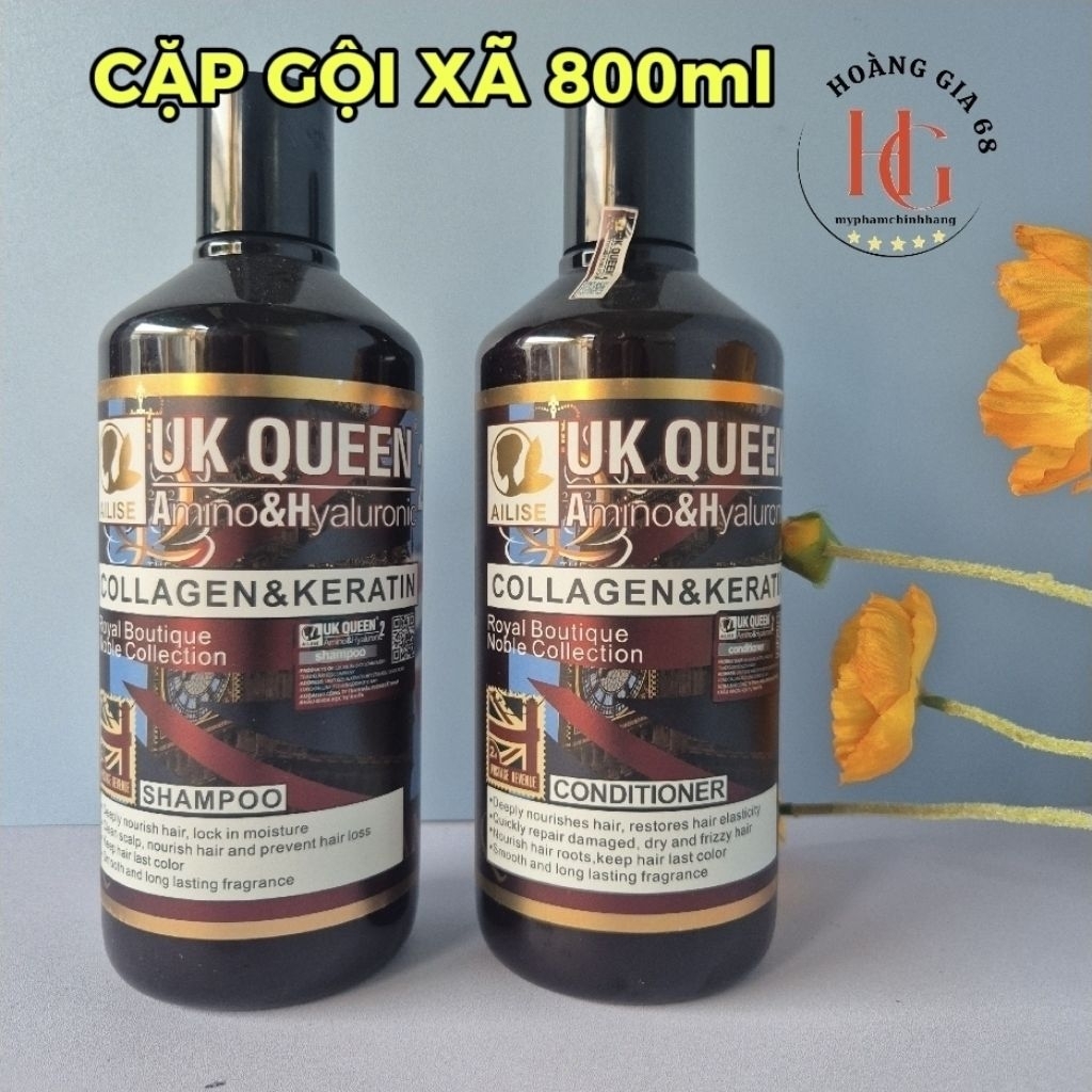 Dầu gội phục hồi tóc UK QUEEN AILISE 800ml - Chiết xuất tinh chất Collagen và karetin - - chống rụng