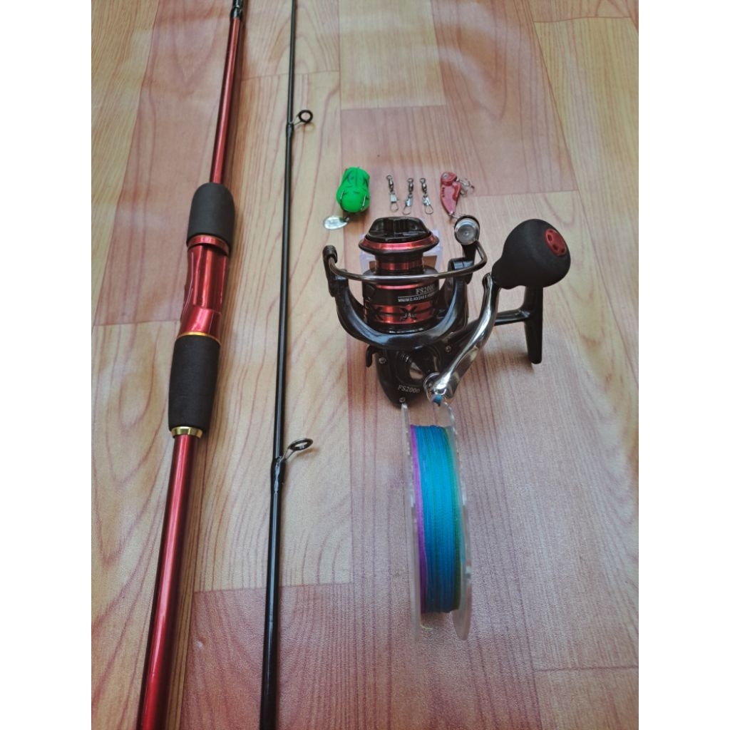 combo bộ cần câu lure viking hỏa thần kèm máy fs 2000 nhái và cá sắt