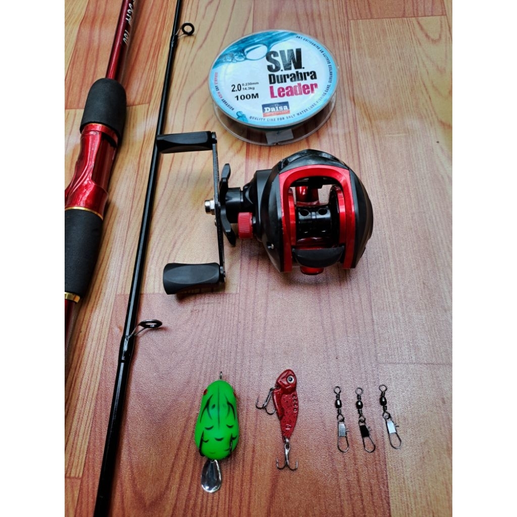 combo bộ cần câu lure viking hỏa thần kèm máy ngang nhái và cá sắt