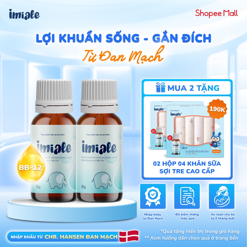 [COMBO] 2 lọ IMIALE bổ sung lợi khuẩn BB-12, hỗ trợ cải thiện hệ vi sinh đường ruột, giúp tăng cường