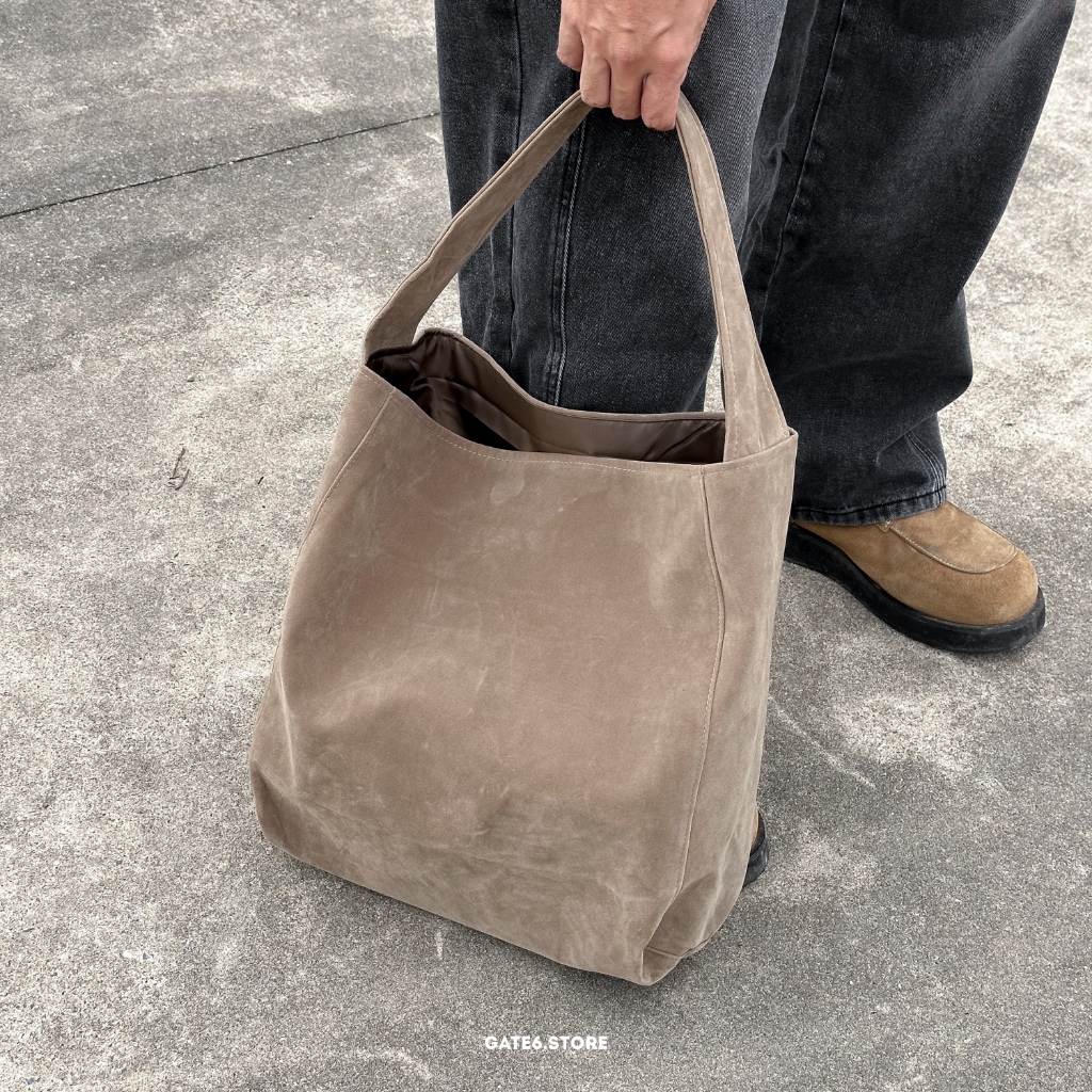 Túi tote Nam Nữ WE, túi vải da sần suede trơn 0302 - GATE6 - 5649