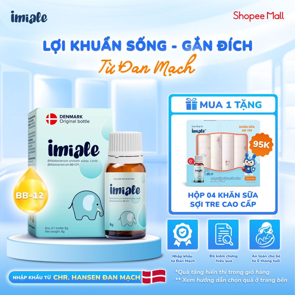 IMIALE nhập khẩu Đan Mạch bổ sung lợi khuẩn BB-12 giúp tăng cường tiêu hóa