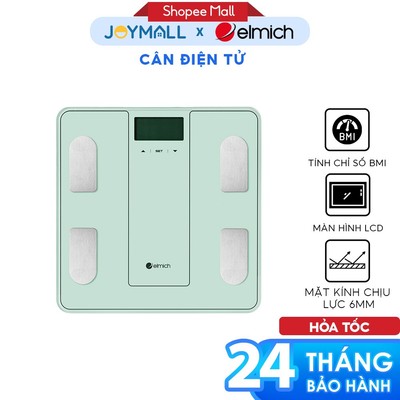 Cân Sức Khỏe Điện Tử Elmich ESE-9171, Hàng Chính Hãng, Mặt Kính Chịu Lực 6mm, Màn Hình LCD - JoyMall