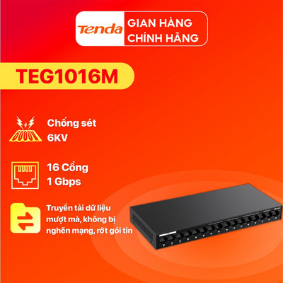 Bộ Chia Mạng Switch Gigabit Tenda TEG1005D/1016M 5/16 Cổng 10/100/1000Mbps Hỗ Trợ VLAN Cách Ly
