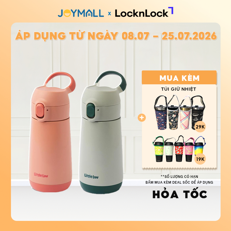 Bình nước có ống hút cho bé LocknLock Little luv Switch Cap tumbler LHC918 HAP918 380ml 410ml, Hàng 