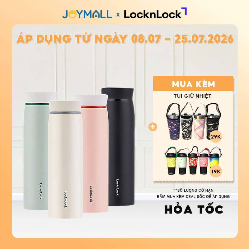 Bình giữ nhiệt LocknLock Feather Light Ring LHC4244 460ml, Hàng Chính Hãng, Có Lưới Lọc - JoyMall