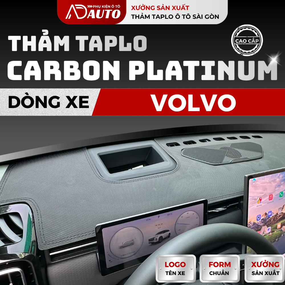Thảm Taplo Da Carbon Platinum VOLVO S90, CX90, XC 40, Thảm Phủ Taplo Cao Cấp Chuẩn Form, Dày Dặn, Ch