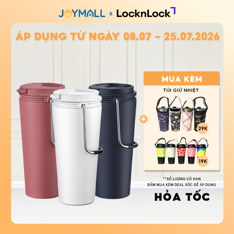 Ly Giữ Nhiệt LocknLock Bucket Tumbler LHC4269 540ml, Hàng Chính Hãng, Có Quai Xách - JoyMall