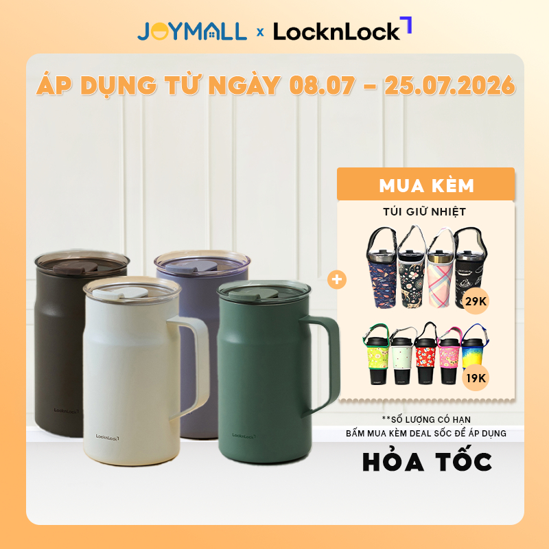 Ly Giữ Nhiệt LocknLock Metro Ceramic Mug LHC4282_C 600ml, Hàng Chính Hãng, Thép Phủ Sứ - JoyMall