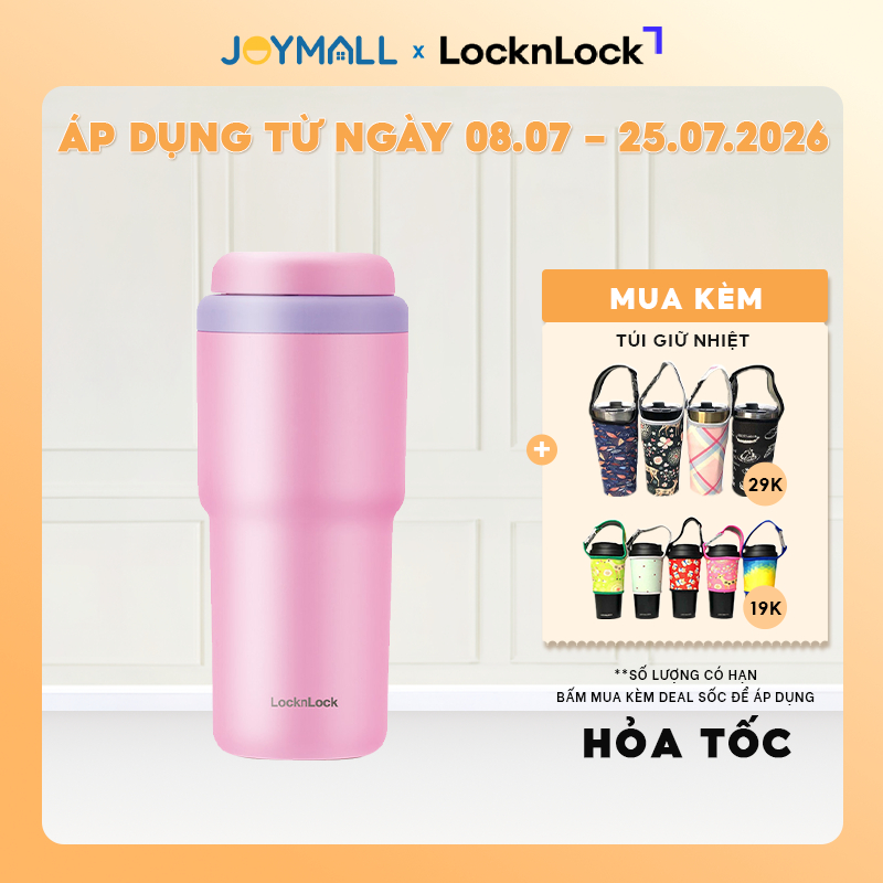 Ly giữ nhiệt LocknLock 480ml Hồng Daily Macaron Tumbler LHC3292PIK, Hàng chính hãng, 316L - JoyMall