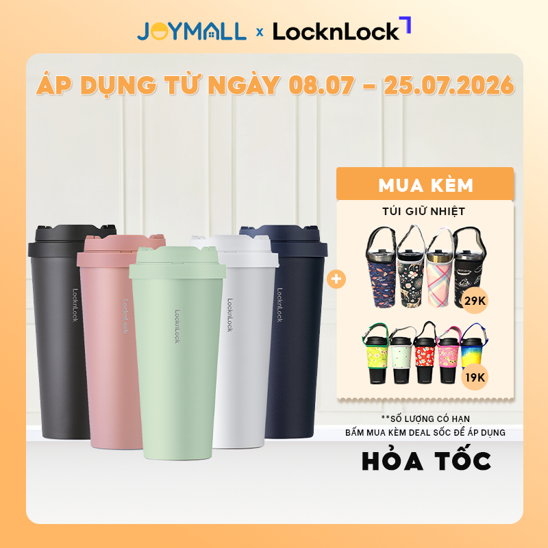 Ly giữ nhiệt LocknLock 550ml LHC3249 - Hàng chính hãng, mở nắp một chạm- JoyMall