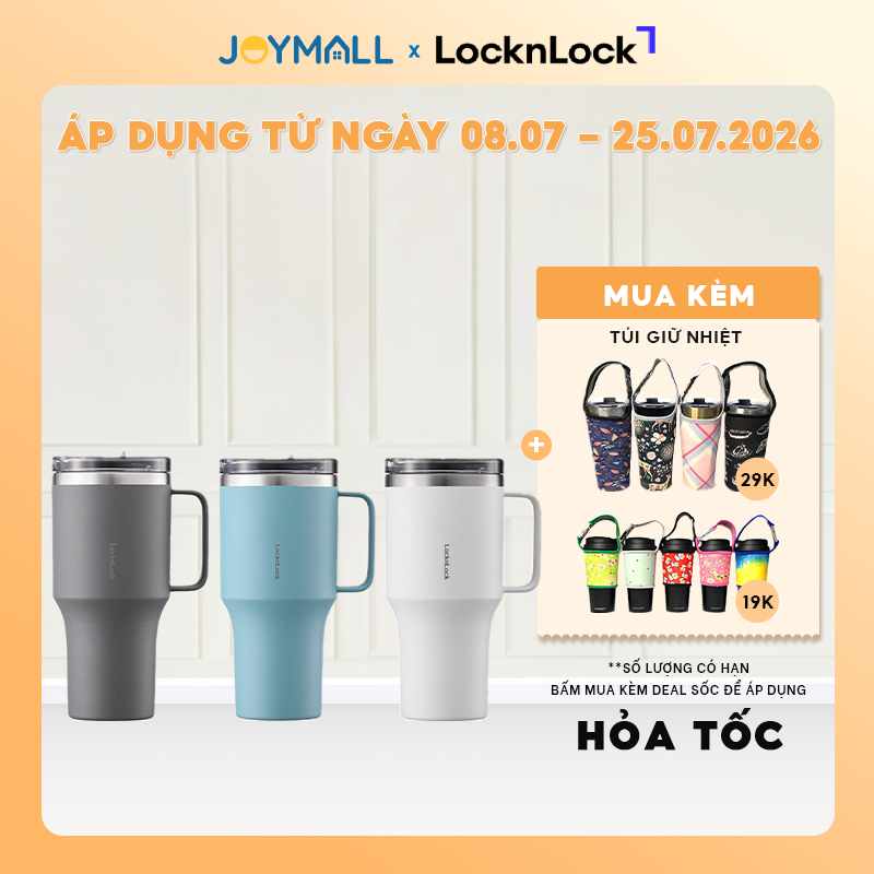Ly Giữ Nhiệt LocknLock Metro King 820ml LHC4326, Hàng Chính Hãng, Nắp Trượt, Có Tay Cầm - JoyMall