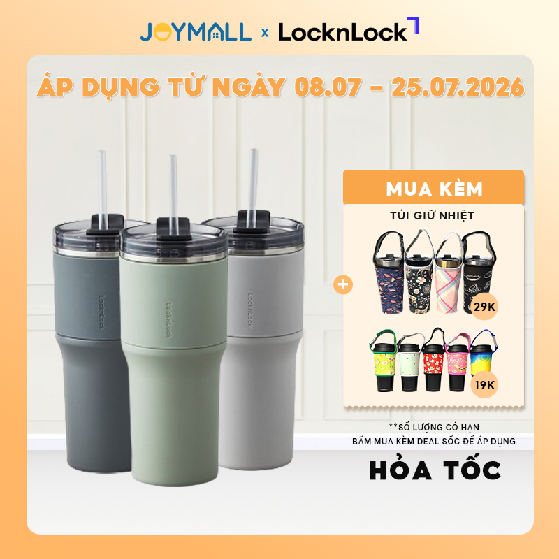 Ly giữ nhiệt LocknLock 650ml LHC4277S Metro Drive - Hàng chính hãng, kèm ống hút cọ rửa - JoyMall