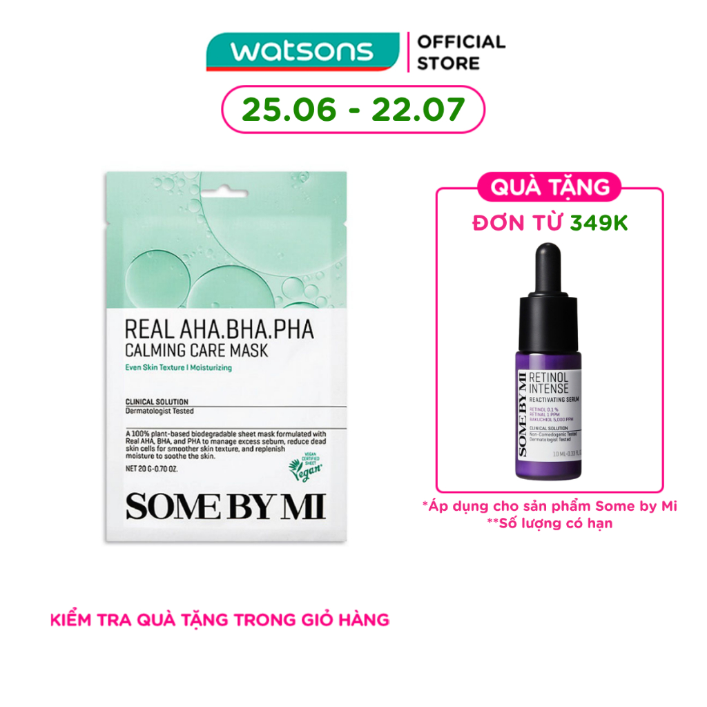 [Mã FMCGWA101 giảm 8% đơn 250K] Mặt Nạ Giấy Some By Mi Real AHA-BHA-PHA Calming Care Mask 20g