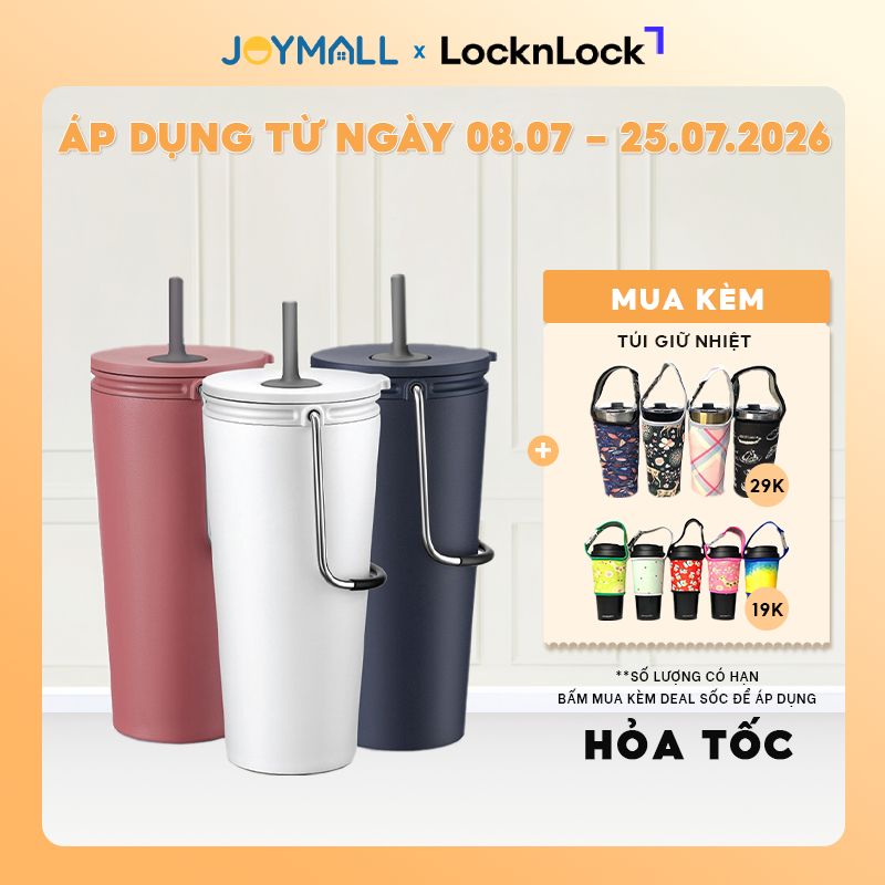 Ly Giữ Nhiệt LocknLock Bucket Tumbler LHC4268 540ml - Hàng Chính Hãng, Nắp Có Ống Hút - JoyMall