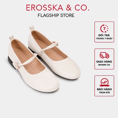 [EROSSKA] - Giày cao gót  mary jane basic quai ngang nữ tính thanh lịch màu kem cao 3cm  - EL123