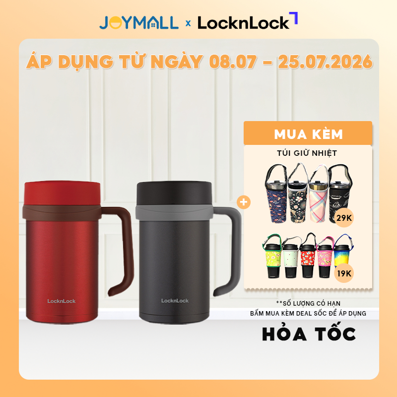 Ly giữ nhiệt LocknLock 500ml có tay cầm New Basic Table LHC4026, LHC9002 - Hàng chính hãng - JoyMall
