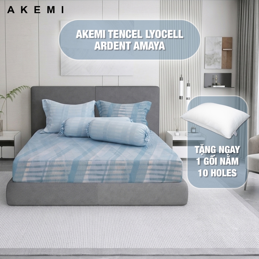 Bộ Ga Gối 5 món  Akemi  TENCEL™ Lyocell Ardent 900TC Cao Cấp – Mềm Mát