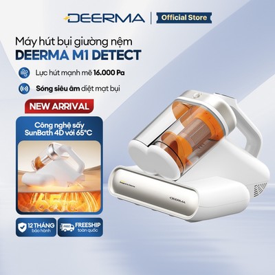 Máy hút bụi giường nệm Deerma M1 Detect lực hút 16.000Pa, công nghệ sấy SunBath 65°C kèm tia UV khử khuẩn - BH 12 tháng