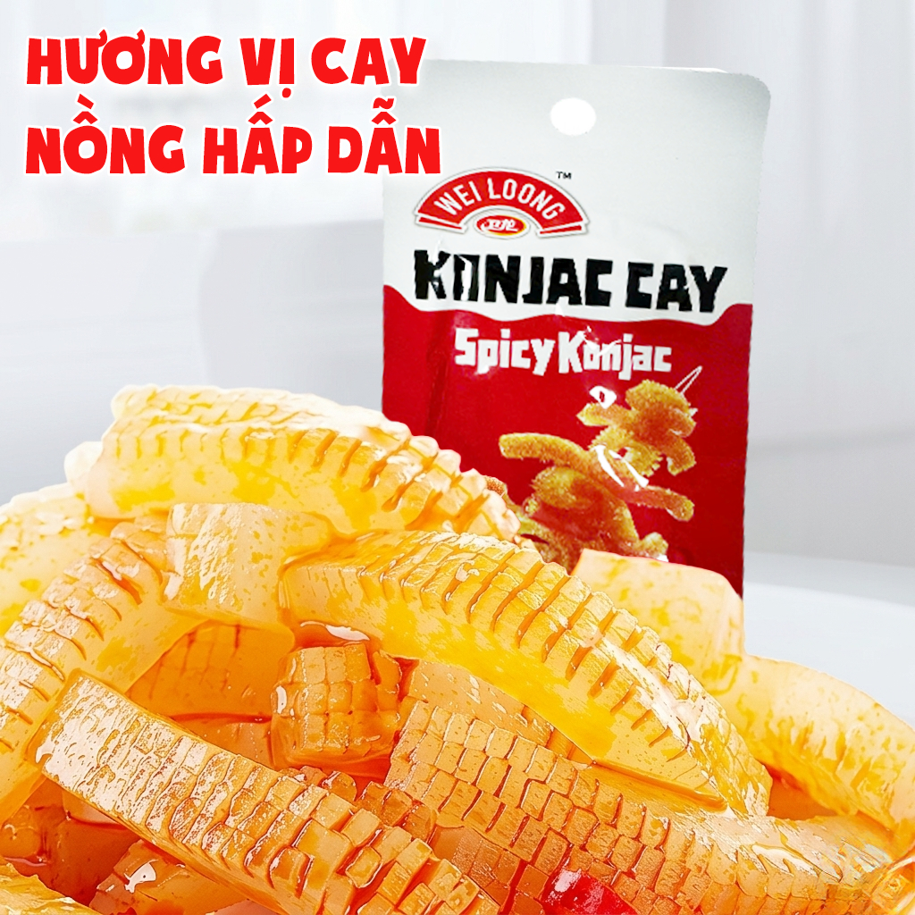 WEILONG KONJAC Xách Bò Cay, Vị Chay 3 Cấp Độ Cay, Snack Giòn Dai 50g  Đồ Ăn Vặt Trung Quốc