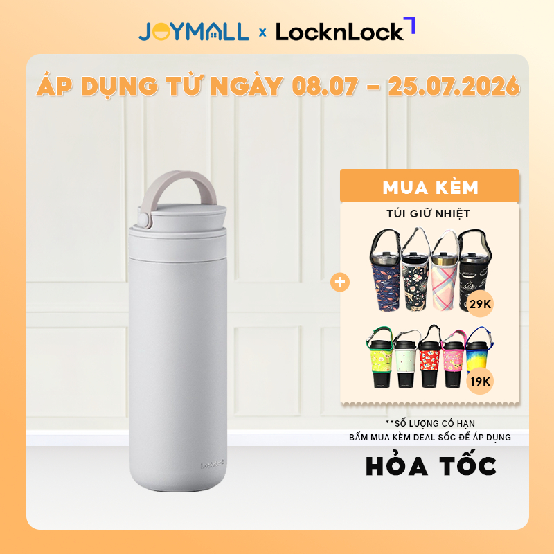Bình giữ nhiệt LocknLock 475ml Metro Trắng LHC4274WHT - Hàng chính hãng, có quai xách - JoyMall