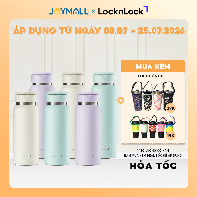 Bình giữ nhiệt LocknLock Sling Ring Tumbler 650ml LHC4321, 800ml LHC4322, Hàng chính hãng - JoyMall