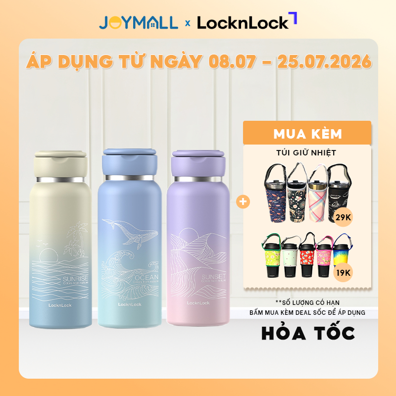 Bình giữ nhiệt LocknLock Sling Ring Tumbler Hoạ Tiết 650ml LHC4321, Hàng chính hãng - JoyMall