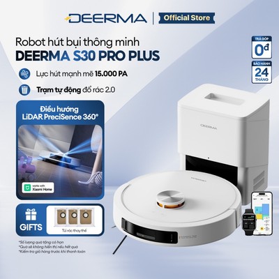 Robot hút bụi lau sàn Deerma S30 Pro Plus lực hút 15.000Pa kèm trạm sạc tự động gom bụi thông minh - Bảo hành 24 tháng
