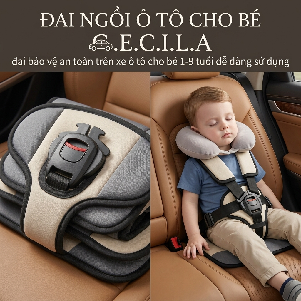 Đai An Toàn Ô Tô Cho Bé CECILA Hỗ Trợ Cố Định Tư Thế Ngồi Trên Xe Cho Trẻ Em