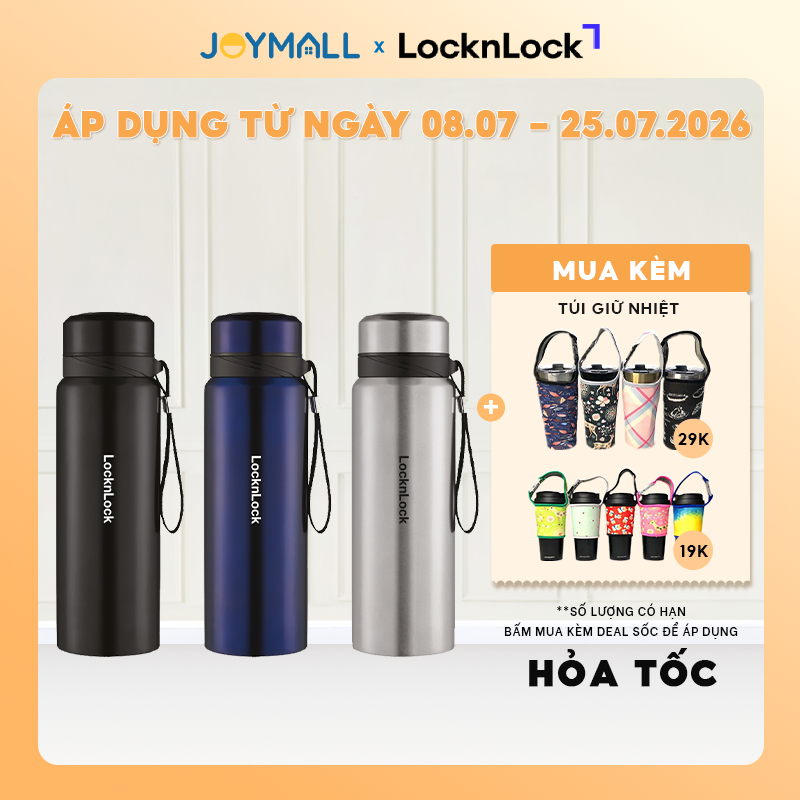 Bình giữ nhiệt LocknLock LHC6180 800ml, Hàng chính hãng, có khay lưới lọc trà, dây - JoyMall