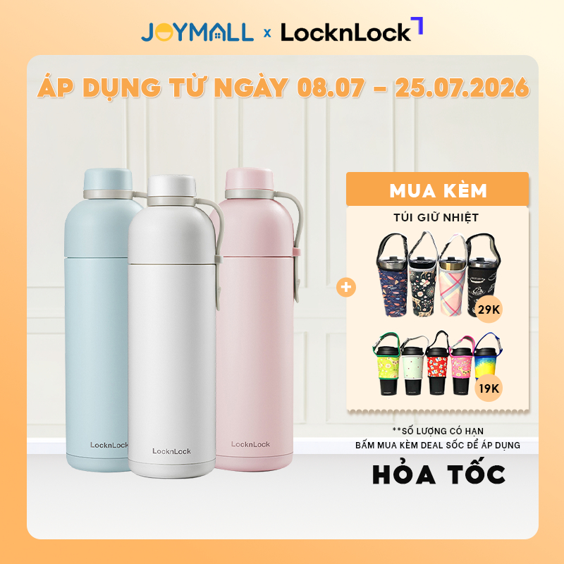 Bình giữ nhiệt LocknLock Belt Bottle LHC4267 490ml - Hàng chính hãng, thép không gỉ - JoyMall