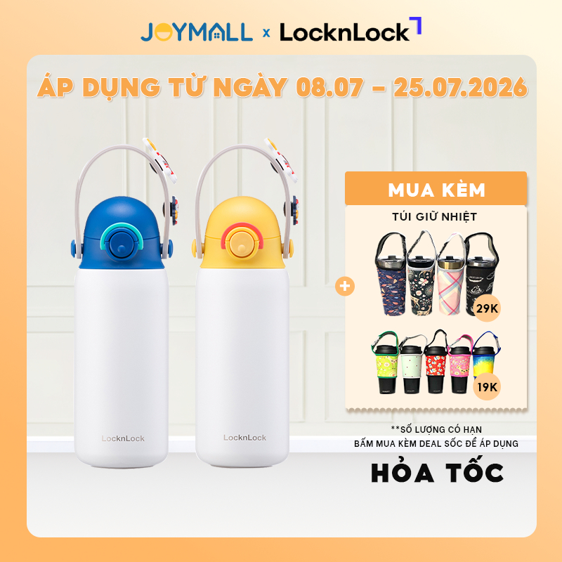 Bình giữ nhiệt trẻ em LocknLock DIY Strap Tumbler 350ml LHC3283 - Hàng chính hãng, có quai xách - Jo