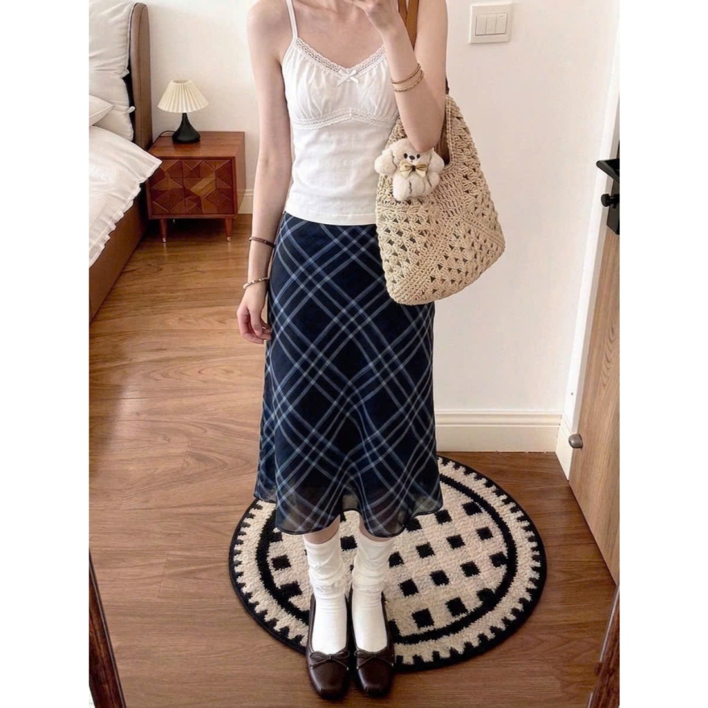 Chân Váy Chấm Bi Dáng Lửng Nữ MINHU CLOTHES Màu Nâu Vintage - Chân Váy Cạp Cao Công Sở Đi Học Đi Chơi [CV04] | BigBuy360 - bigbuy360.vn