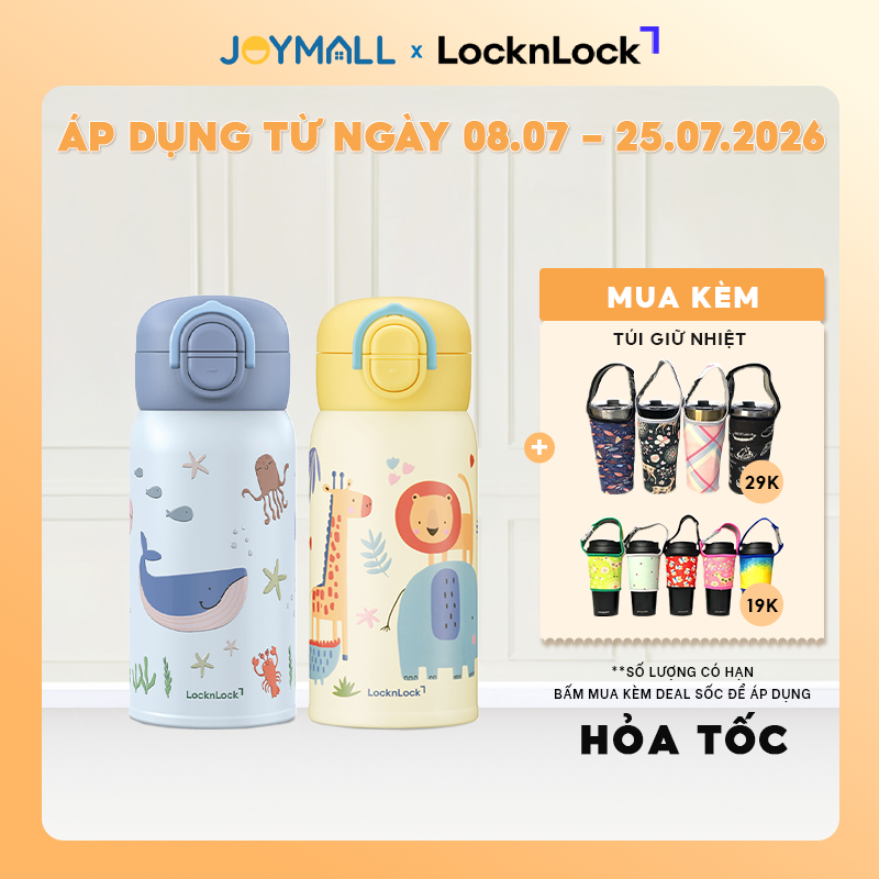 Bình giữ nhiệt LocknLock 350ml Inox316 cho bé LHC3400 nắp uống kép - Hàng Chính Hãng - JoyMall