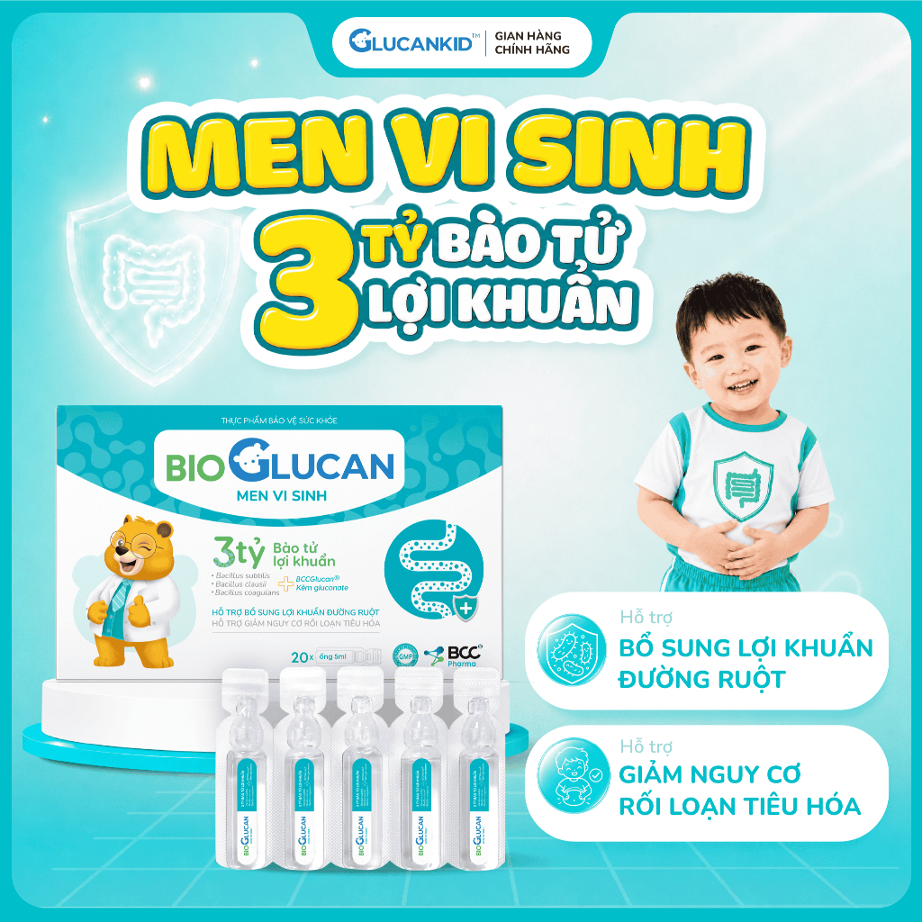 Men vi sinh cho bé BioGlucan - Hỗ trợ cải thiện rối loạn tiêu hóa, khỏe đường ruột, tăng đề kháng - 