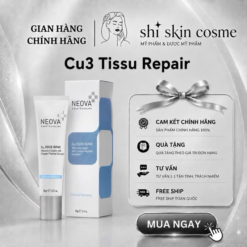 Kem phục hồi, tái tạo da tổn thương Neova Cu3 Tissue Repair 56g