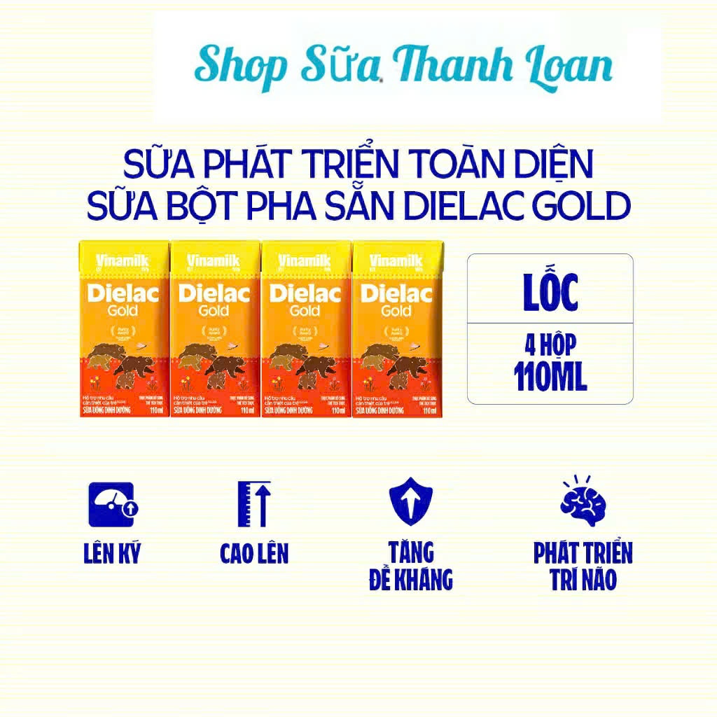 [HSD Ngày 10-T9-2026] COMBO 5 LỐC 20 Hộp Sữa Bột Pha Sẵn Vinamilk Dielac Gold 110ml.