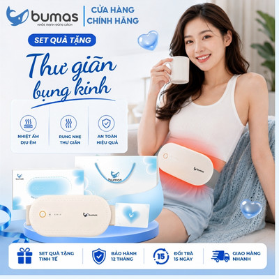 Máy Chườm Bụng Kinh BUMAS BU01 - Đai Massage Giảm Đau Bụng Kinh - Chườm Ấm Giảm Đau Quà Tặng Bạn Gái