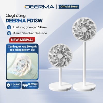 Quạt cây đứng Deerma FD13W với 20 cánh quạt kép, 3 chế độ gió hoạt động êm ái - Bảo hành 12 tháng