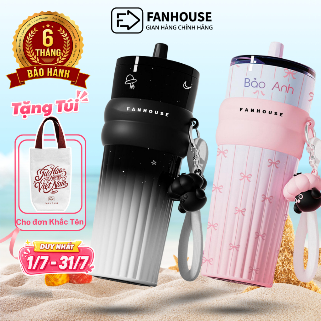 Ly giữ nhiệt 710ml Fan House Côc Candy Ceramic 316L phủ sứ, bình giữ nhiệt 12h khắc tên, in hình | BigBuy360 - bigbuy360.vn